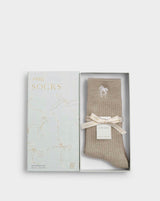 Ribbed Bow Socks – Taupe