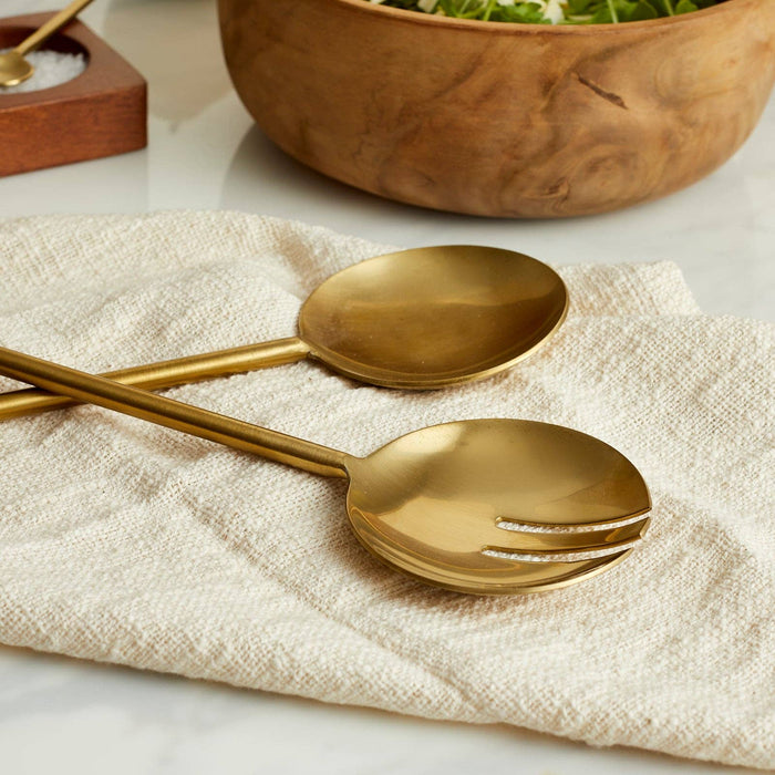 Reine Matte Gold Salad Servers – Spoon and Fork Set