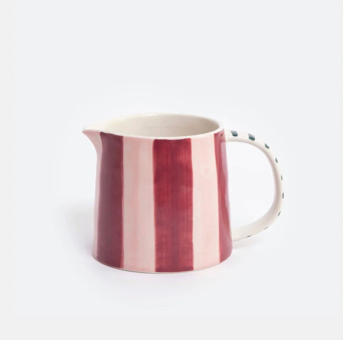 Wine & Pink Stripe Wide Milk Jug