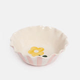 Caroline Gardner Yellow Flower Frilly Bowl