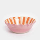 Caroline Gardner Pink Scallop Edge Hearts Breakfast Bowl