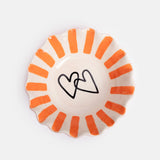 Caroline Gardner Pink Scallop Edge Hearts Breakfast Bowl