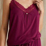 Luxury Bamboo Lace Cami Pyjama Set - Bordeaux