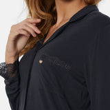 Luxury Bamboo Lace Pyjama Set - Raven