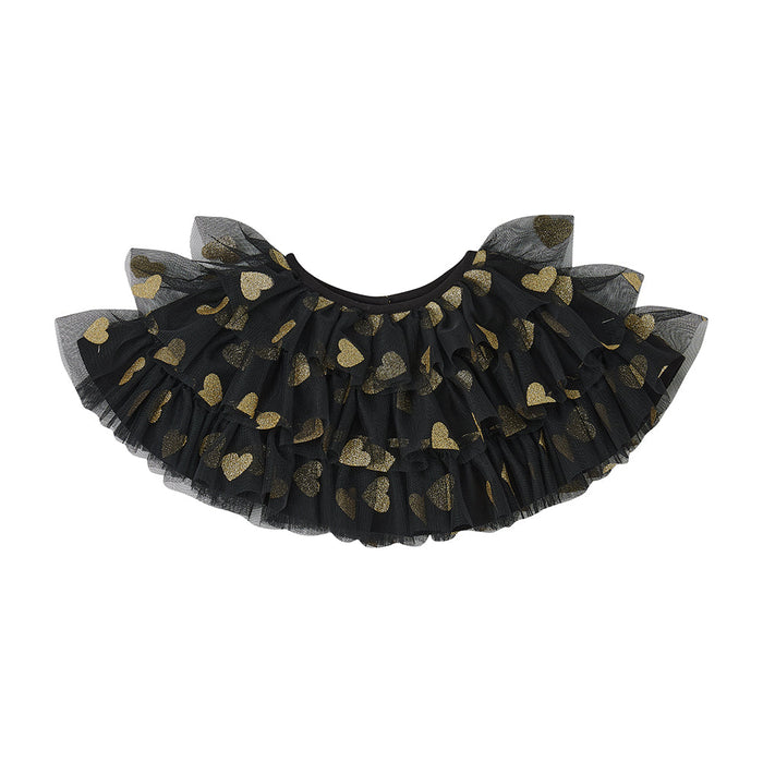 Black & Gold Glitter Heart Cape
