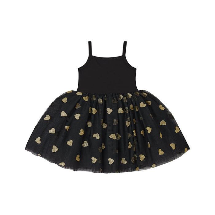 Black & Gold Glitter Heart Dress