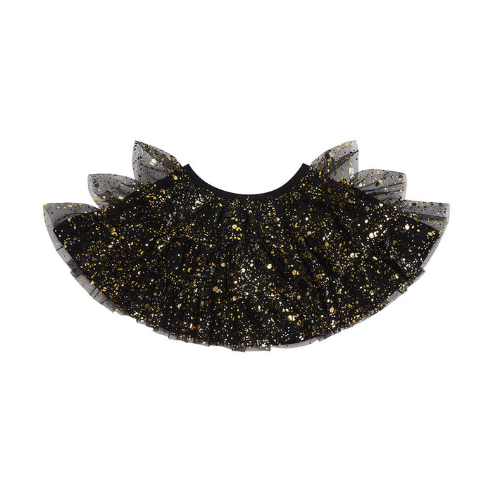Bob & Blossom Tulle Cape - Black & Gold