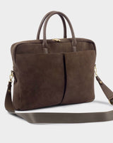 Suedette City Laptop Bag in Chocolate