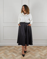 CHALK Audrey Satin Skirt in Black