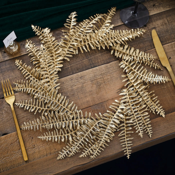 Gold Fern Wreath Christmas Table Place Mats - Set of 4