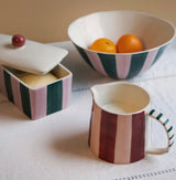 Wine & Pink Stripe Wide Milk Jug