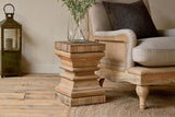 Disha Carved Mango Wood Side Table - Natural – view 3