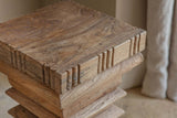 Disha Carved Mango Wood Side Table - Natural – view 6