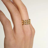 Tutti Linear Woven Chain Ring - Gold