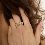 Tutti Linear Woven Chain Ring - Gold