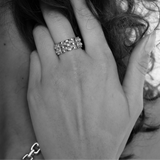 Linear Woven Chain Ring - Silver