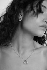 Palm Open Disc Necklace in Silver