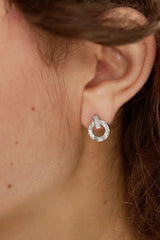 Palm Open Disc Stud Earrings in Silver