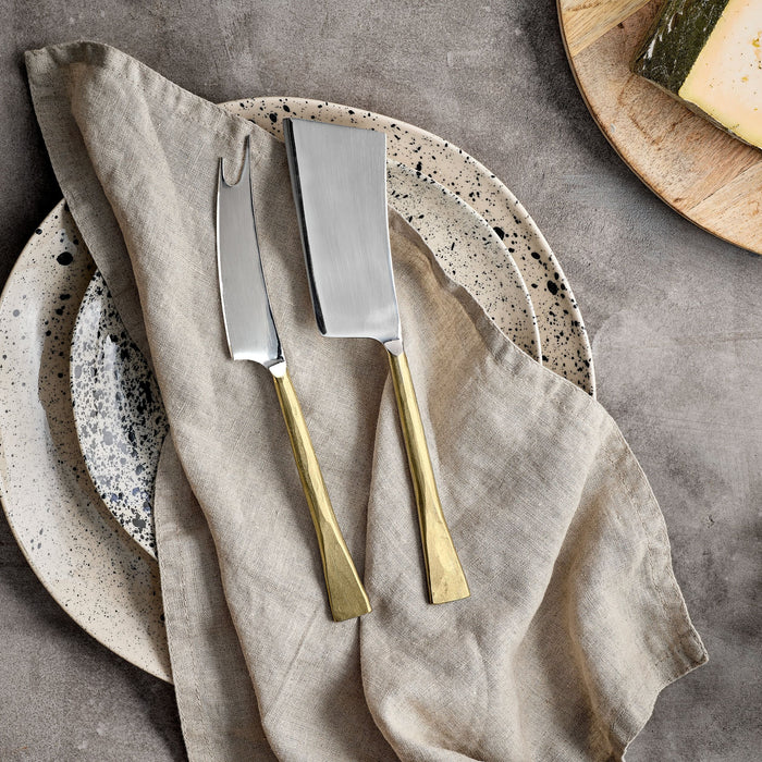 Ena Cheese Knife Set - Brushed Gold (Set of 2)