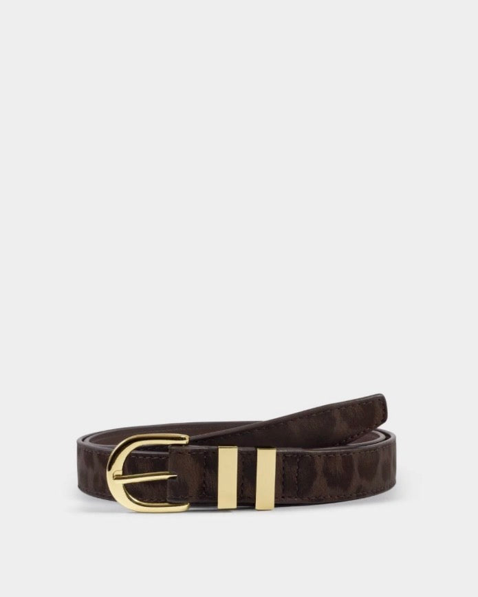 Leopard Print Buckle Belt – Brown