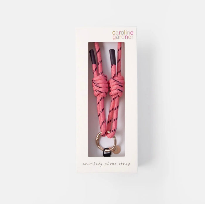 Pink & Black Cord Crossbody Phone Strap