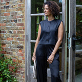 CHALK Sally Satin Waistcoat in Black