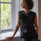 CHALK Sally Satin Waistcoat in Black