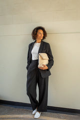 CHALK Judith Trousers in Dark Charcoal Pinstripe