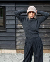 CHALK Judith Trousers in Dark Charcoal Pinstripe