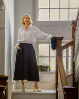 CHALK Audrey Satin Skirt in Black