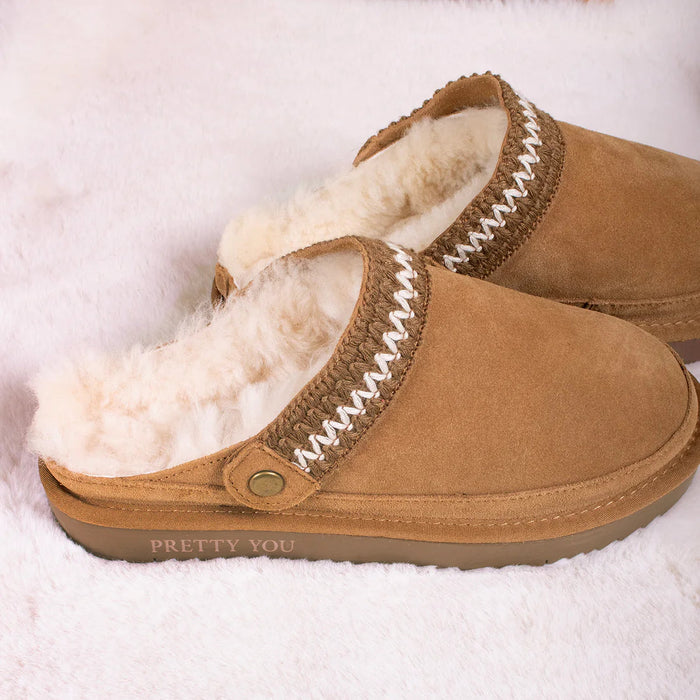 Hallie Mule Sheepskin Slippers - Chestnut
