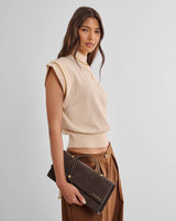 Katie Loxton Alma Clutch – Bitter Chocolate Suedette