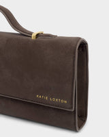 Katie Loxton Alma Clutch – Bitter Chocolate Suedette