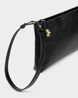 Katie Loxton Orin Twist Lock Small Shoulder Bag – Black / Black Distressed
