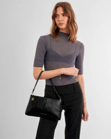 Katie Loxton Orin Twist Lock Small Shoulder Bag – Black / Black Distressed
