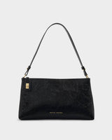 Katie Loxton Orin Twist Lock Small Shoulder Bag – Black / Black Distressed