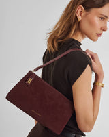 Katie Loxton Orin Twist Lock Small Shoulder Bag – Cherry Suedette / Cherry Distressed