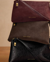 Katie Loxton Orin Twist Lock Small Shoulder Bag – Cherry Suedette / Cherry Distressed
