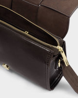 Katie Loxton Taya Crossbody Bag – Bitter Chocolate Patent Crackle / Bitter Chocolate Suedette
