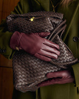 Katie Loxton Woven Faux Leather Gloves – Cherry