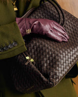Katie Loxton Woven Faux Leather Gloves – Cherry