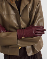 Katie Loxton Woven Faux Leather Gloves – Cherry