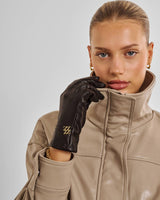 Katie Loxton Faux Leather Gloves – Chocolate