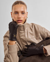 Katie Loxton Faux Leather Gloves – Chocolate