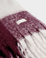 Katie Loxton Recycled Checked Scarf – Cherry & Off White