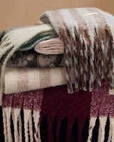 Katie Loxton Recycled Checked Scarf – Cherry & Off White