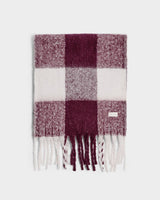 Katie Loxton Recycled Checked Scarf – Cherry & Off White