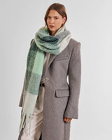 Katie Loxton Recycled Checked Scarf – Green & Grey