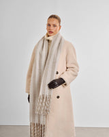 Katie Loxton Recycled Striped Scarf – Off White & Sand