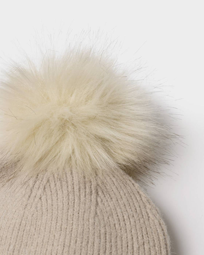 Katie Loxton Whipstitch Pom Pom Hat – Taupe